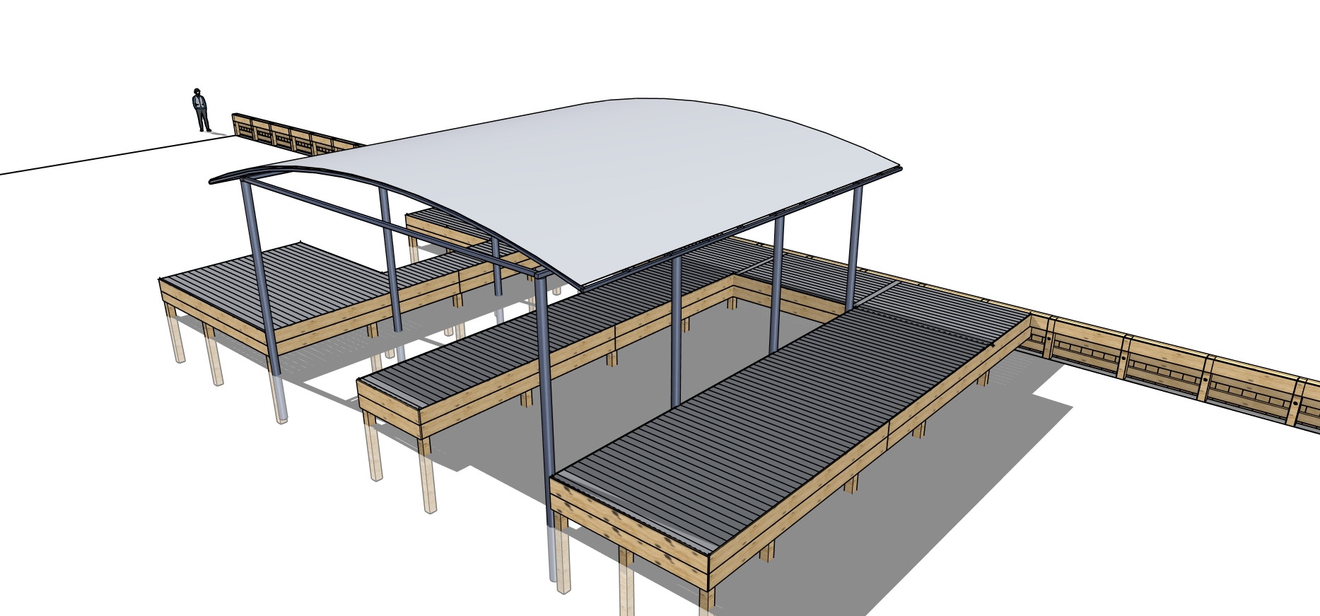 3D rendering of dock with canopy