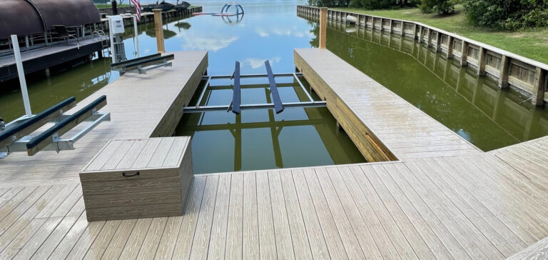 Boat Dock Open Slip Boat Lift Wood Walkway