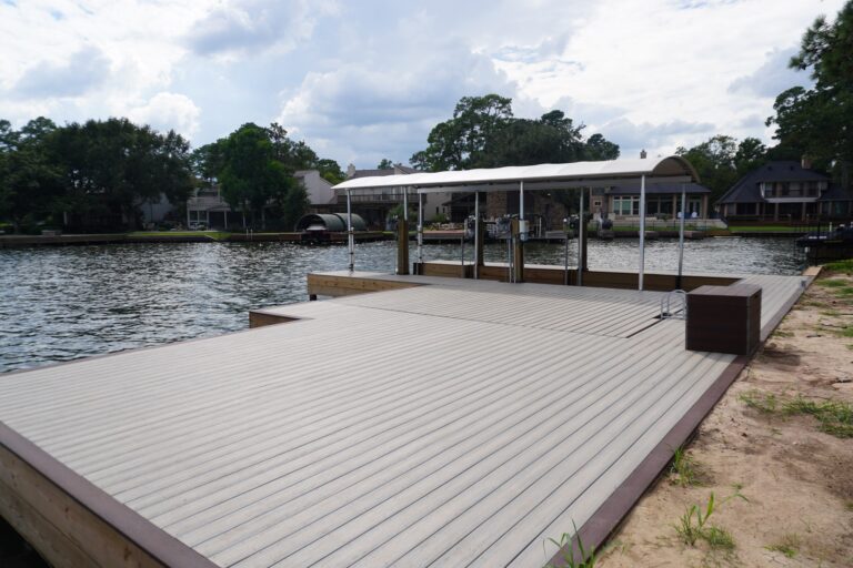 Completed Composite Dock White Canopy Lake Conroe