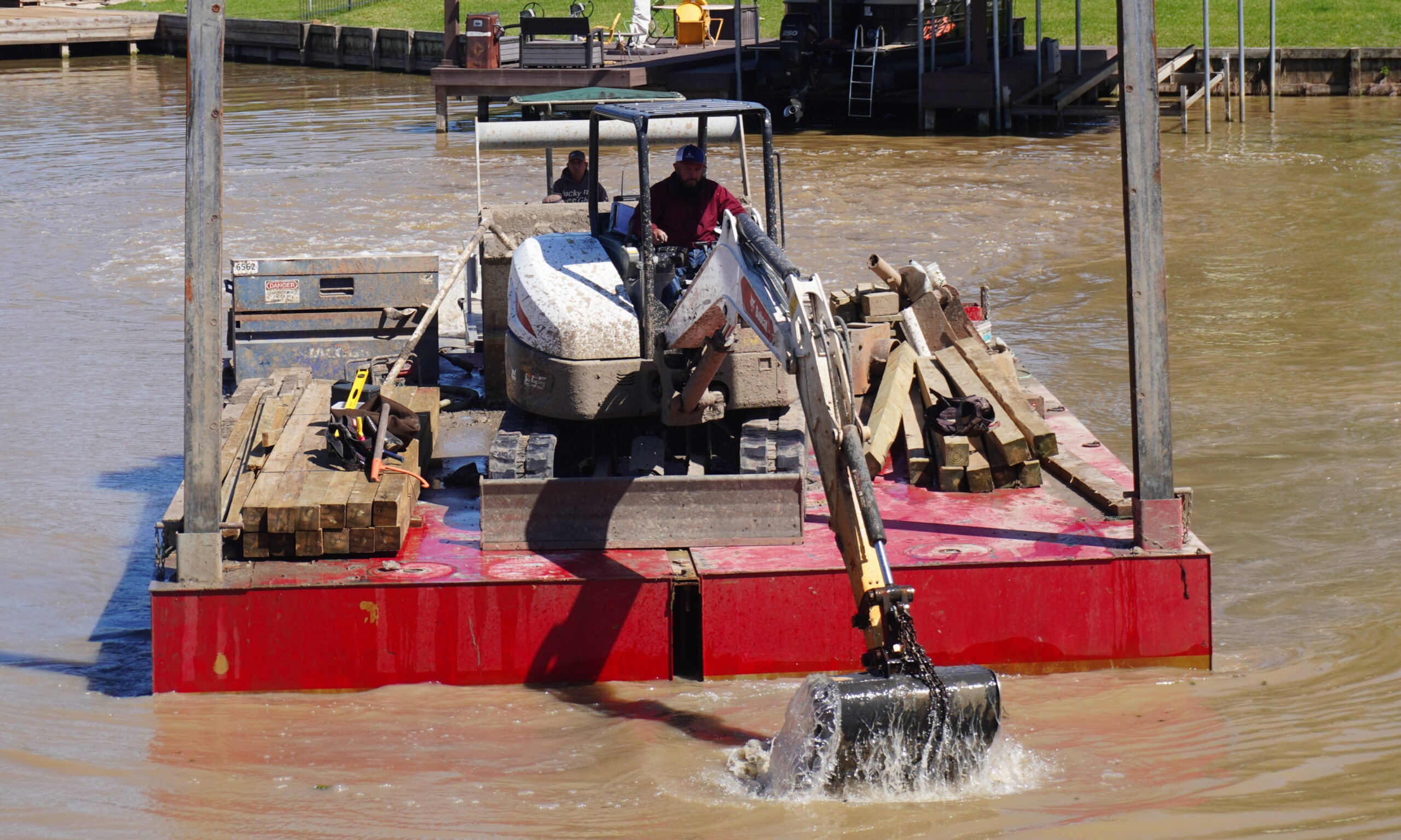 Marine dredging barge Lake Conroe
