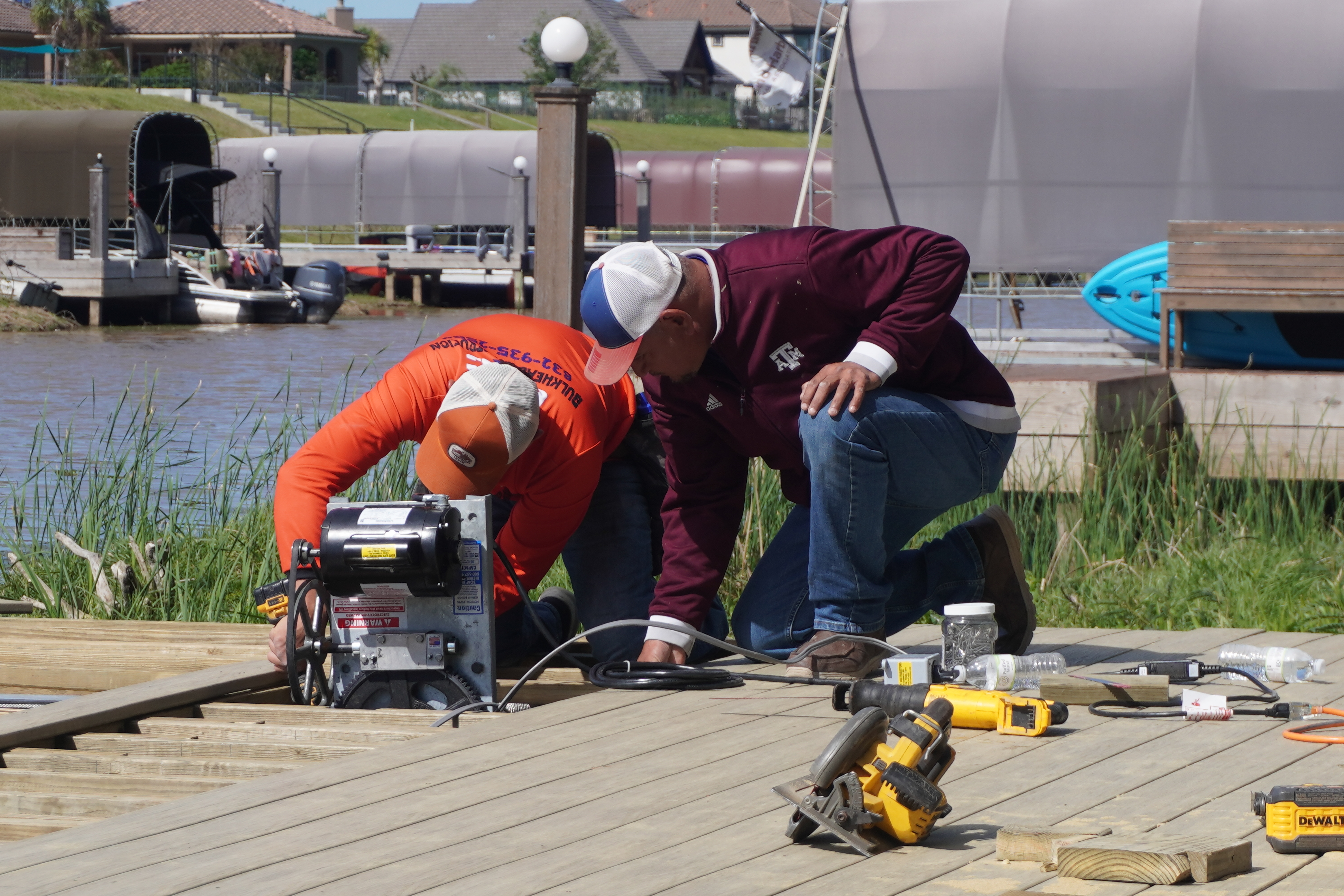 Dock repair crew at work