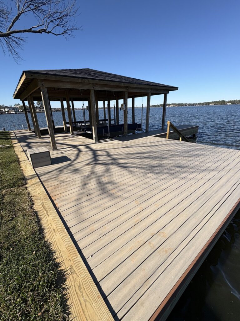 New Two Slip Covered Boathouse Composite Deck Lake Conroe