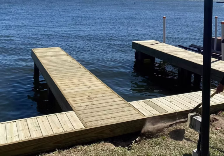 New Wood Dock L Shape Finished Lake Conroe