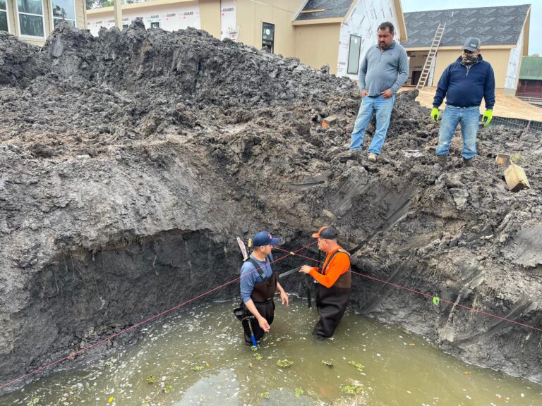 Pond Excavation Bulkhead Installation Crew