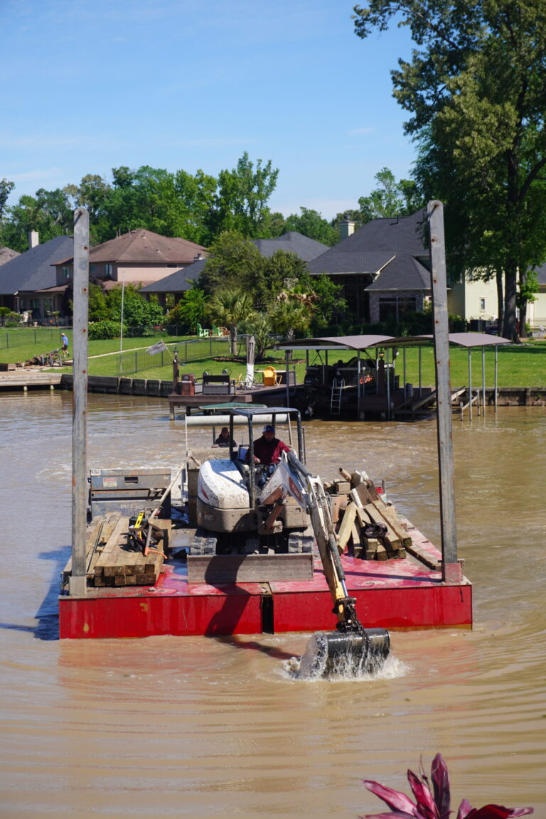 Construction Barge Pile Driving Lake Conroe